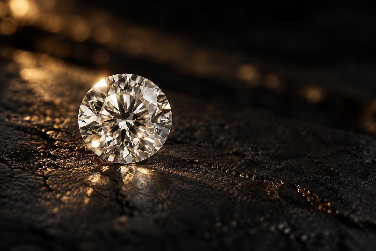 Diamante taglio brillante su una superficie scura